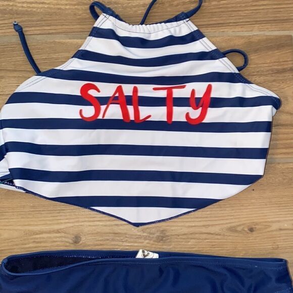 NWT LIMEAPPLE- "SALTY" STRIPE BIKINI SWIMSUIT- Size 16 - Picture 3 of 8
